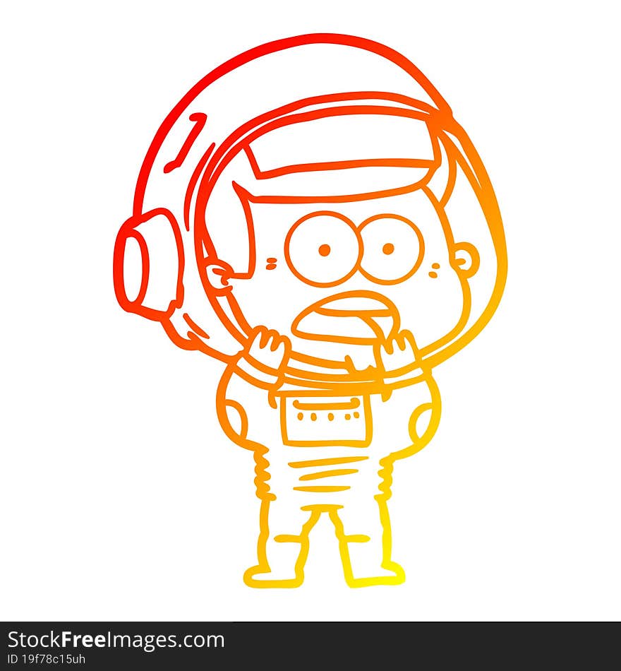 warm gradient line drawing cartoon surprised astronaut