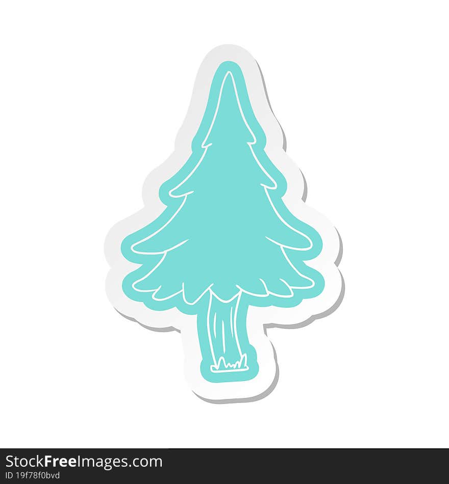 cartoon sticker of woodland pine trees