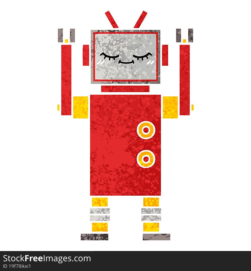 retro illustration style cartoon of a robot