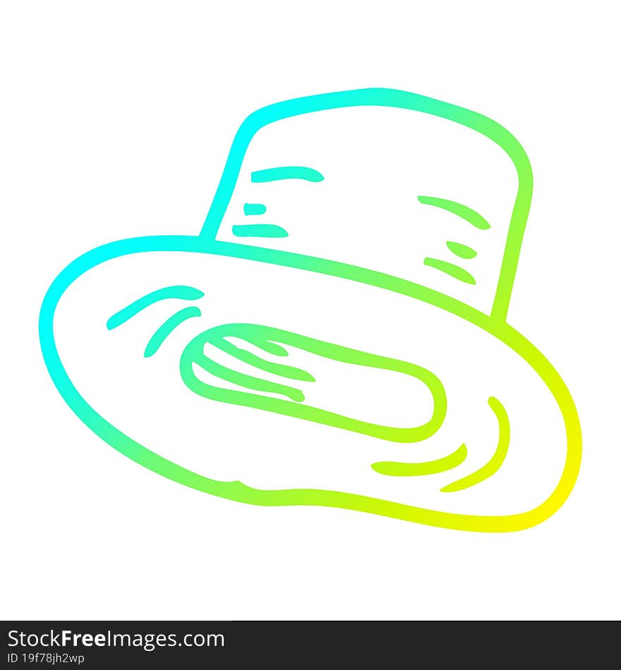 Cold Gradient Line Drawing Cartoon Top Hat