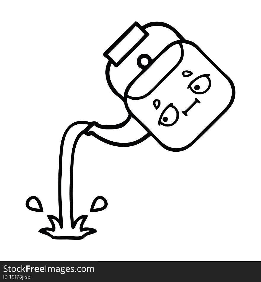 line drawing cartoon pouring kettle