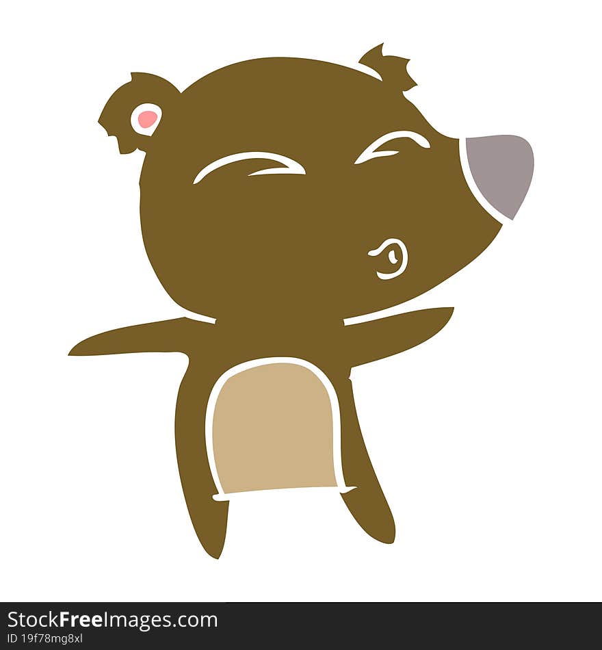 flat color style cartoon whistling bear