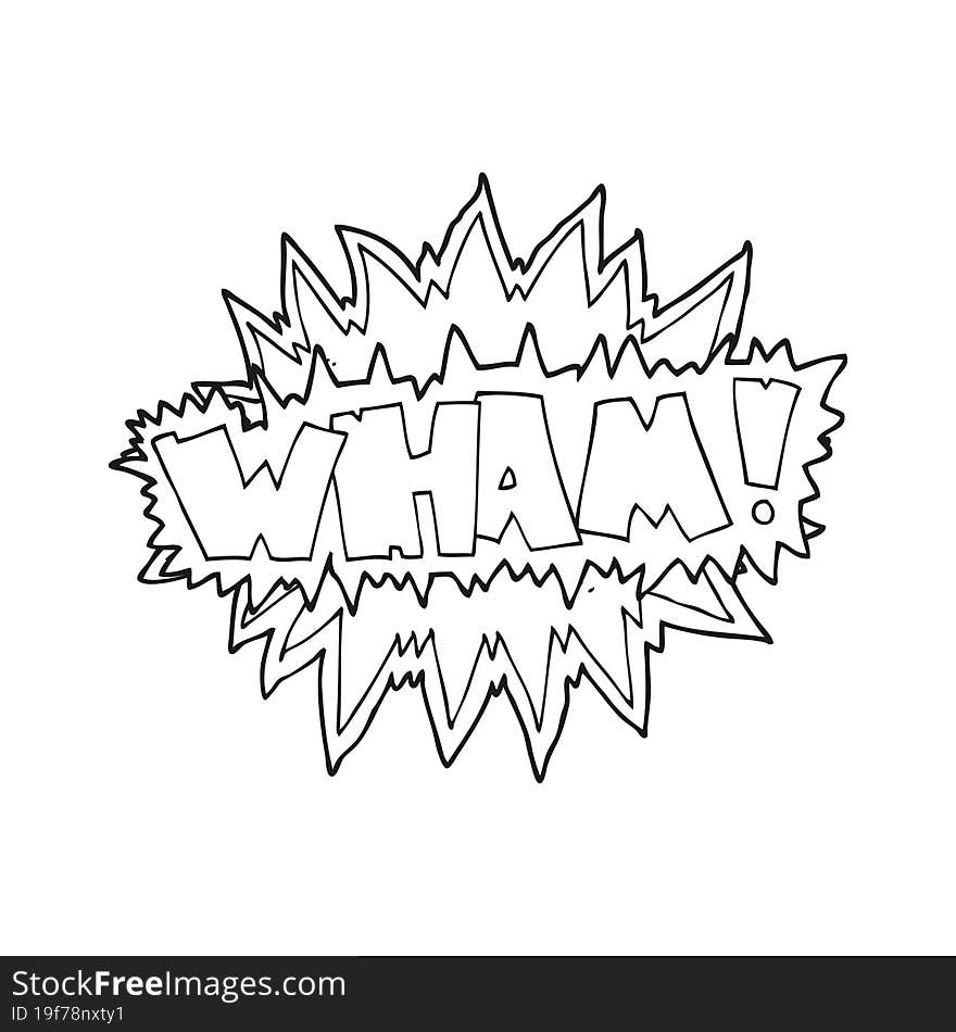 freehand drawn black and white cartoon explosion sign