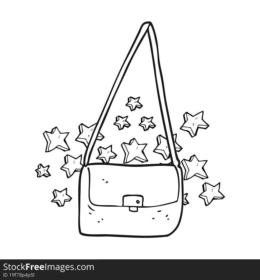 black and white cartoon expensive handbag