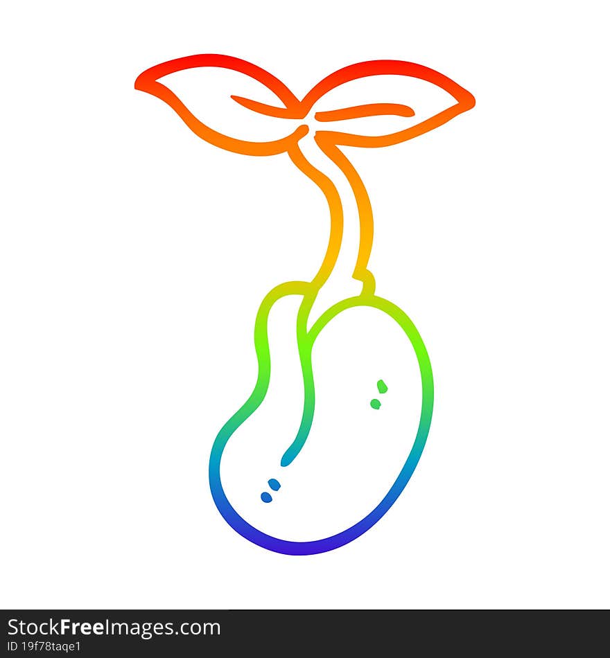 rainbow gradient line drawing of a cartoon seedling