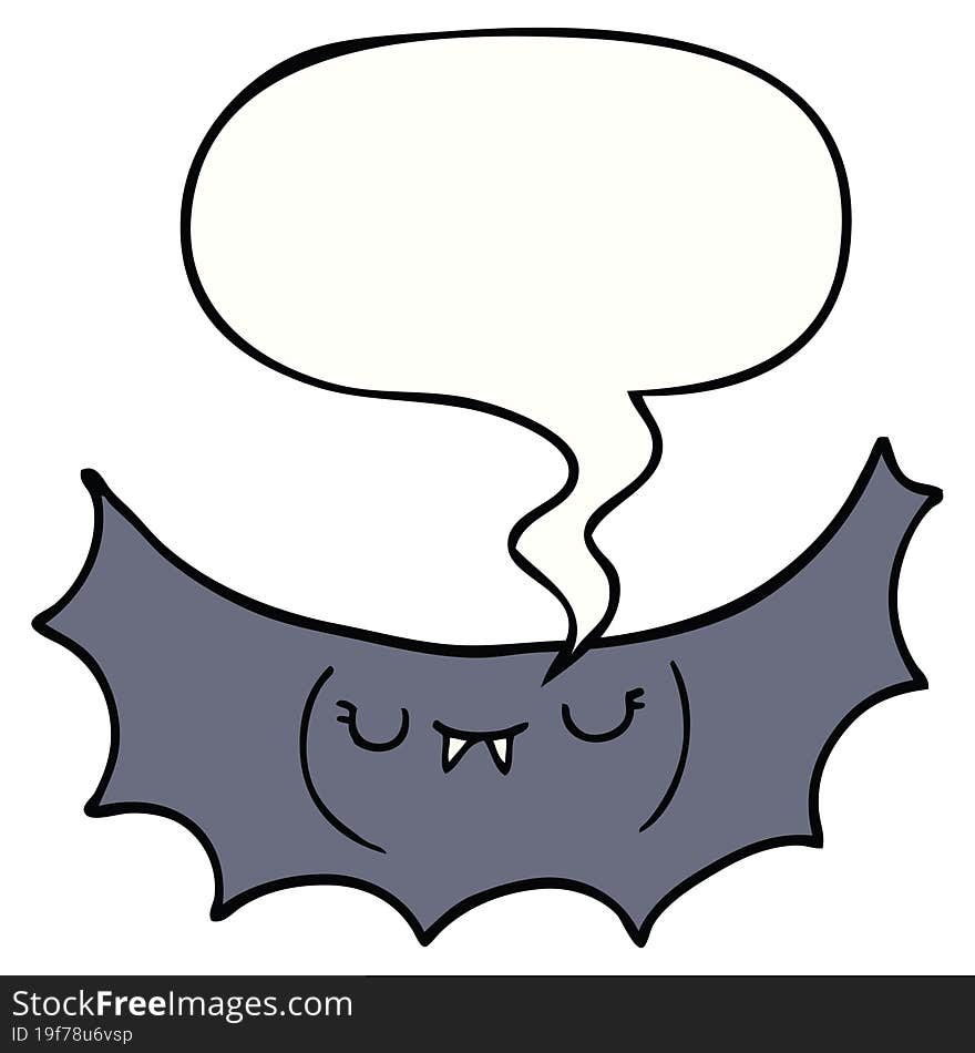 cartoon vampire bat and speech bubble