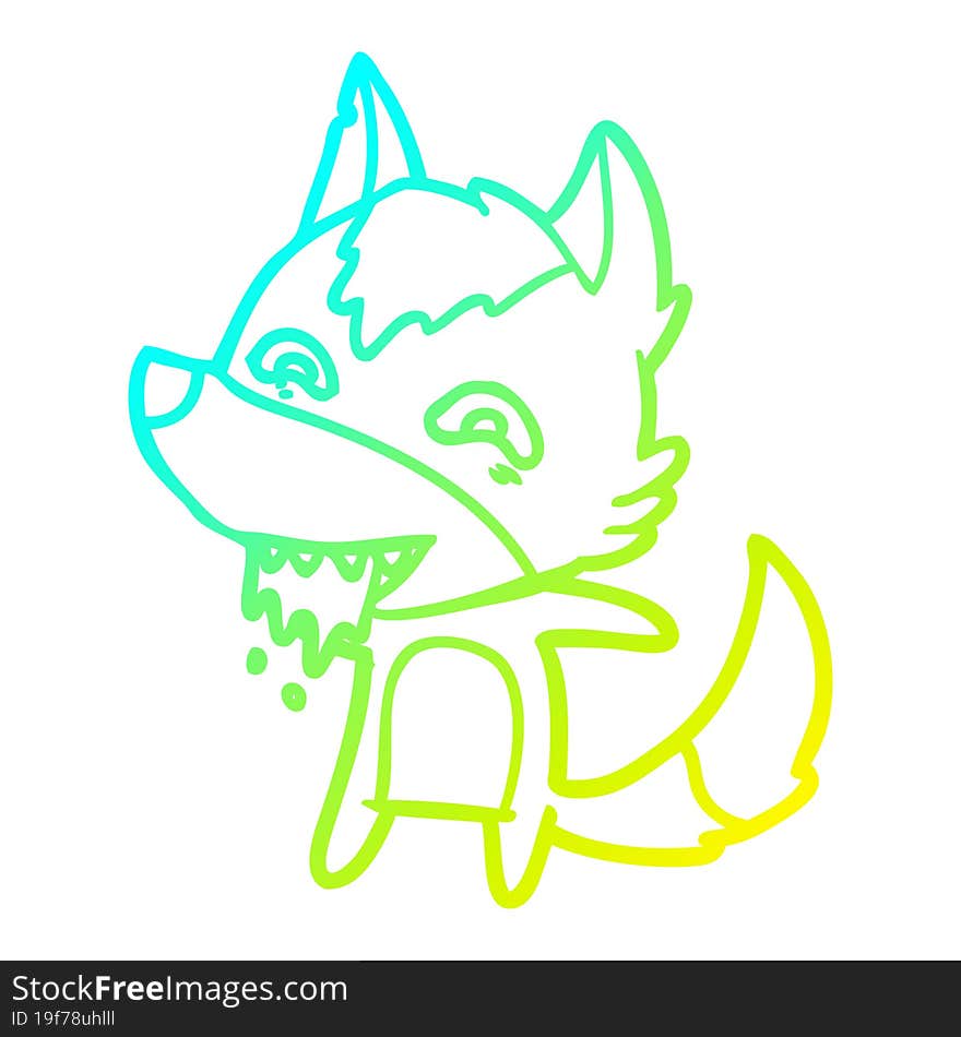 Cold Gradient Line Drawing Cartoon Hungry Wolf