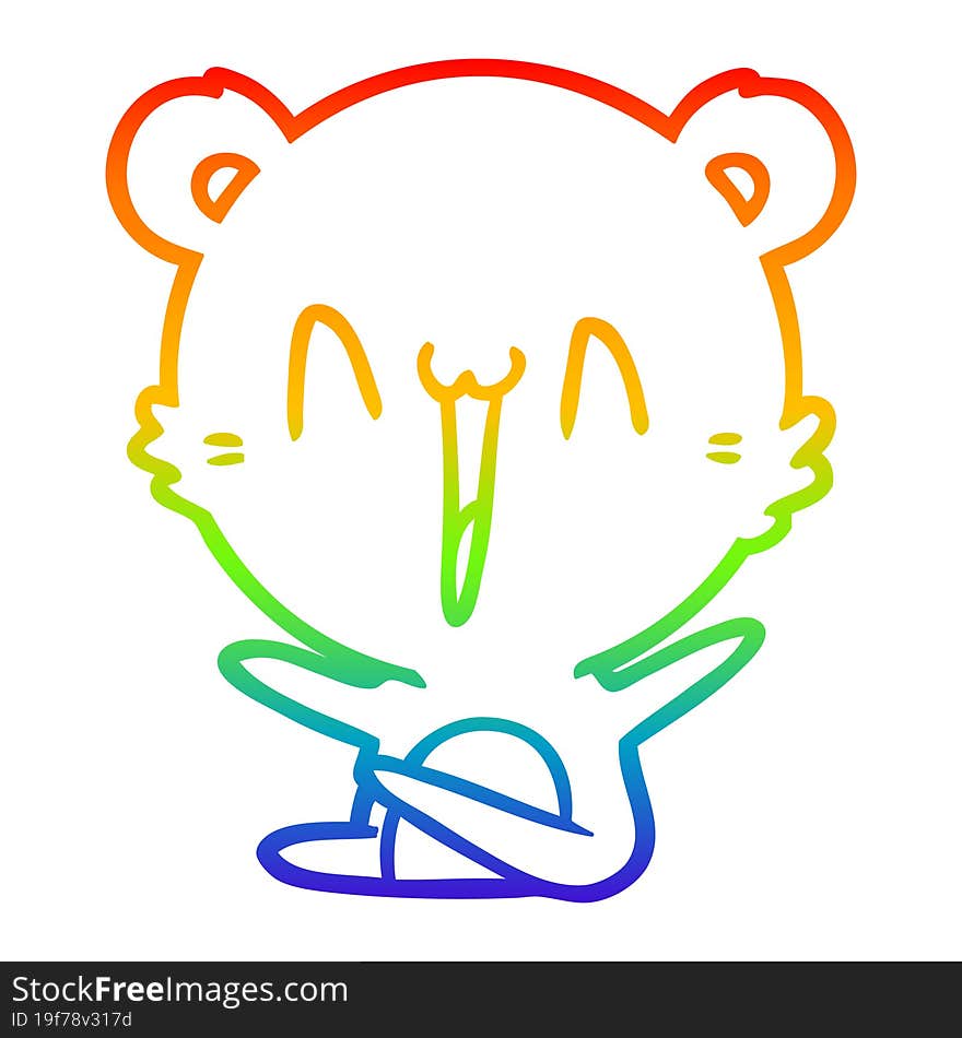 rainbow gradient line drawing laughing polar bear cartoon