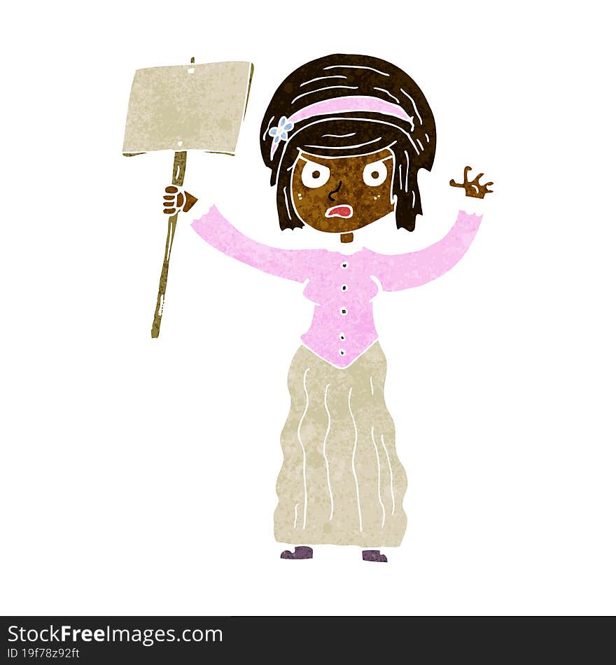 cartoon victorian woman protesting