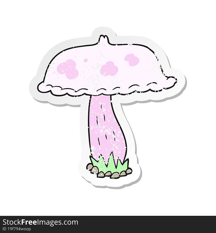 Retro Distressed Sticker Of A Cartoon Mushroom