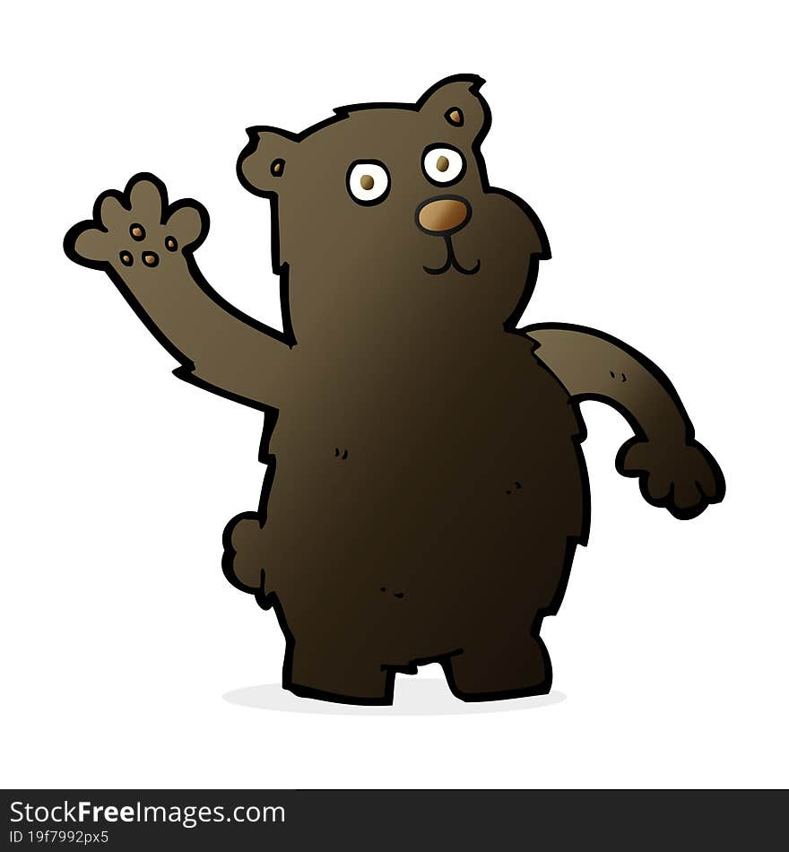 Cartoon Waving Black Bear