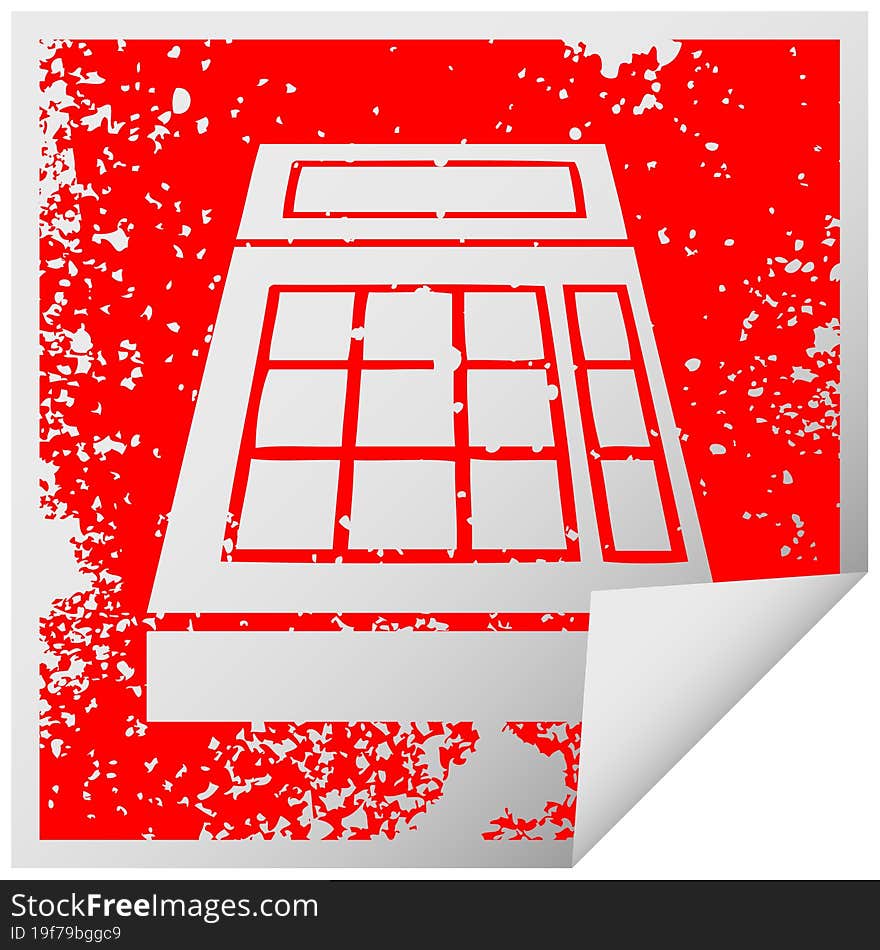 distressed square peeling sticker symbol school calculator