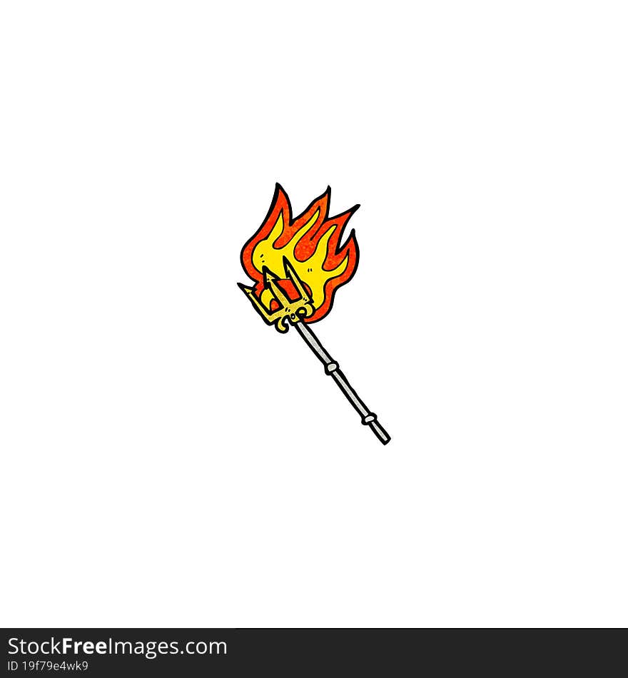 cartoon flaming trident