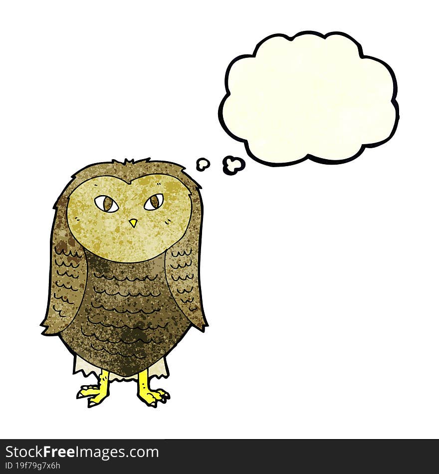 cartoon owl with thought bubble