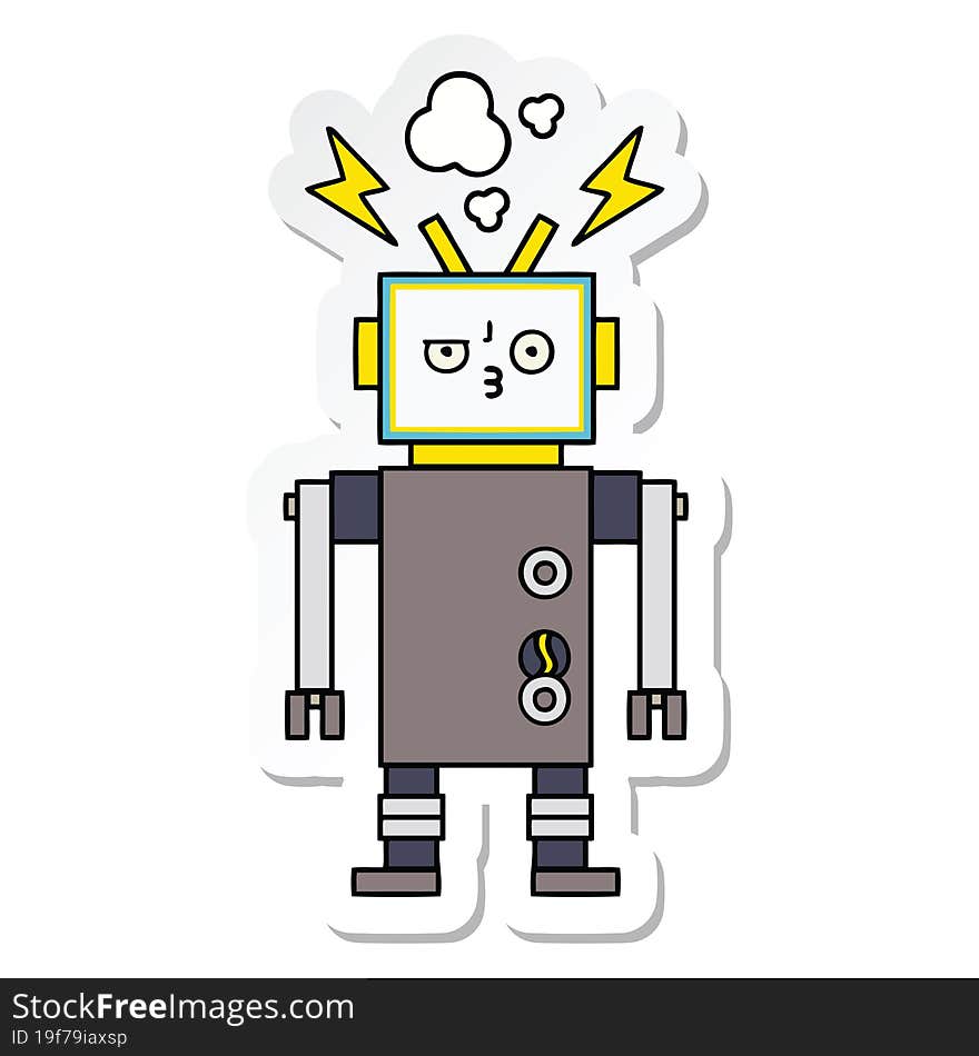 Sticker Of A Cute Cartoon Robot