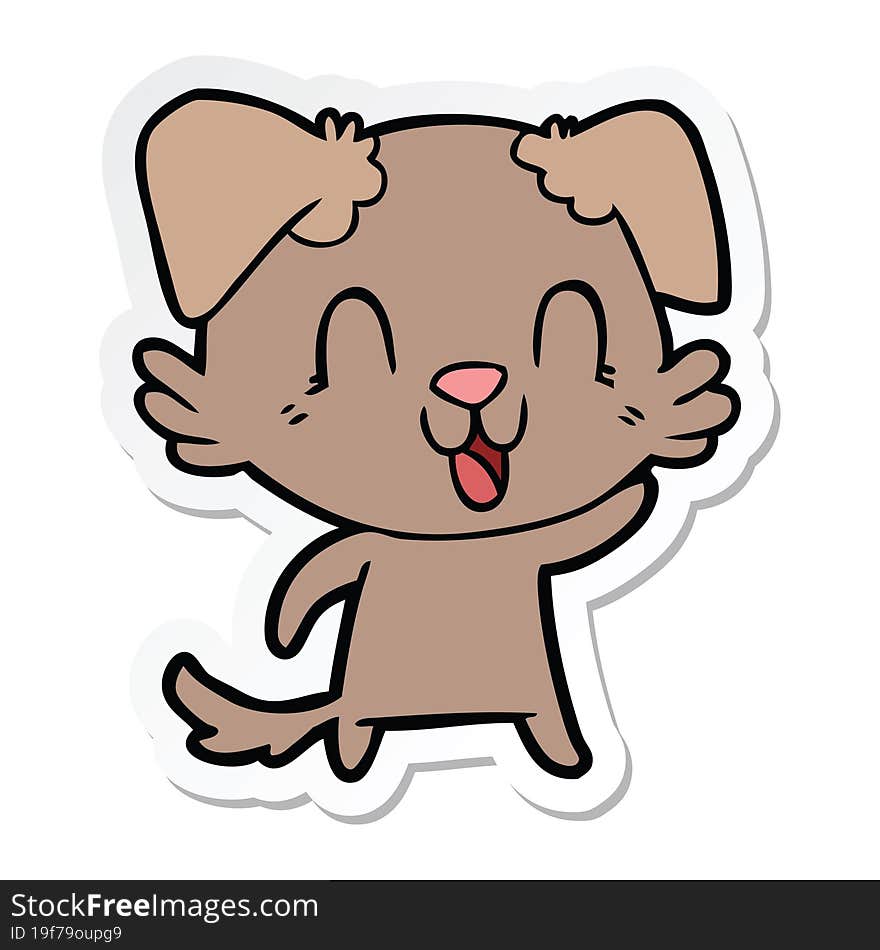 sticker of a laughing cartoon dog