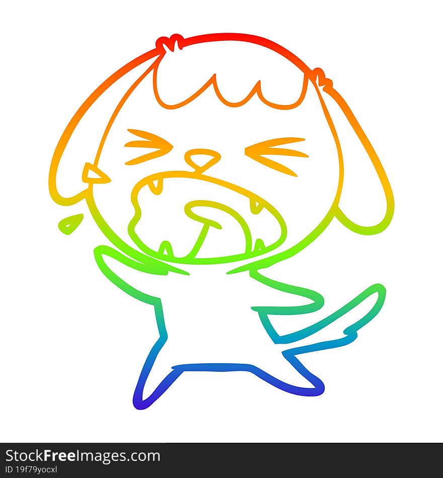 rainbow gradient line drawing cute cartoon dog barking