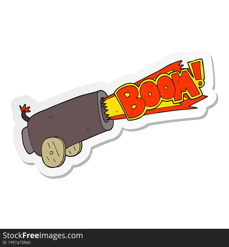 sticker of a cartoon cannon shooting