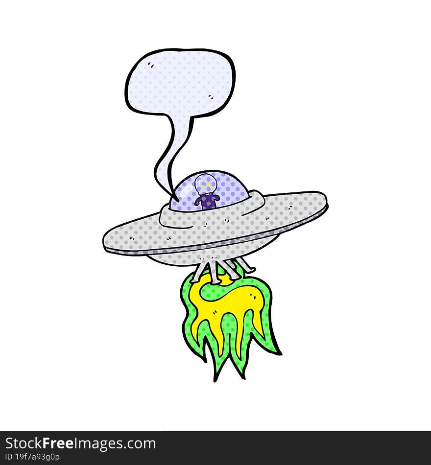 comic book speech bubble cartoon alien flying saucer