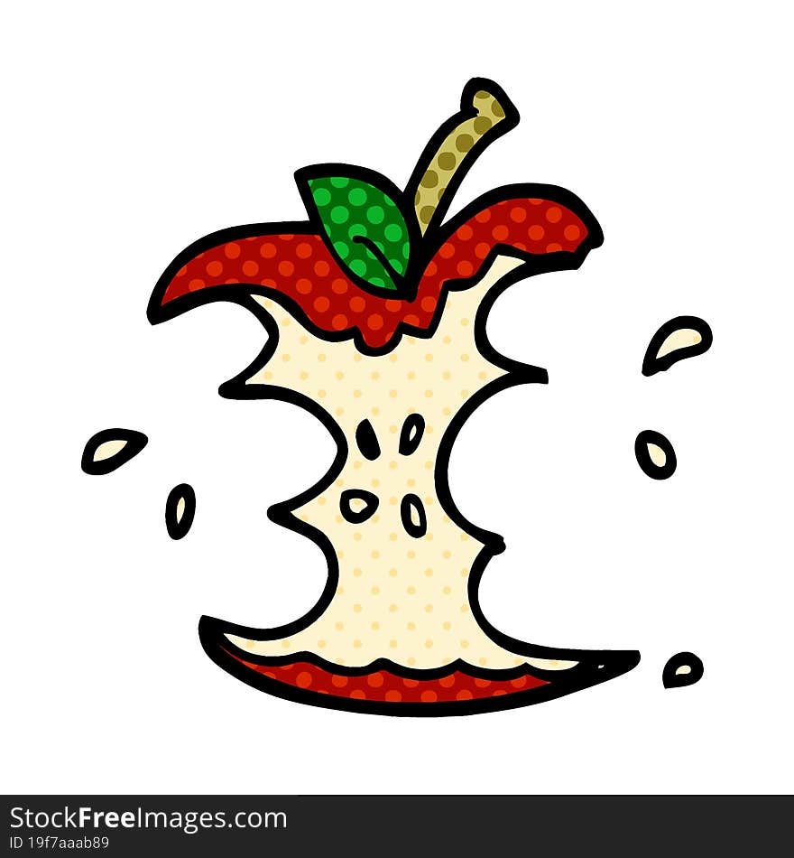 cartoon doodle juicy bitten apple