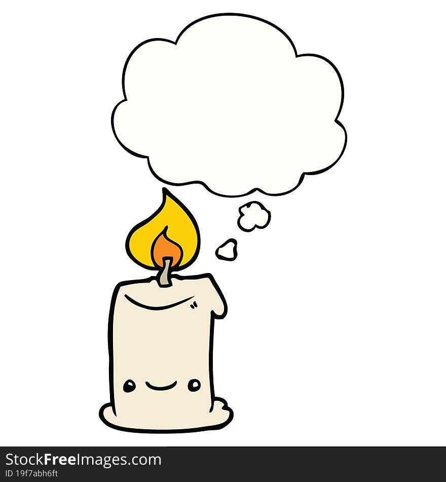 Cartoon Candle And Thought Bubble