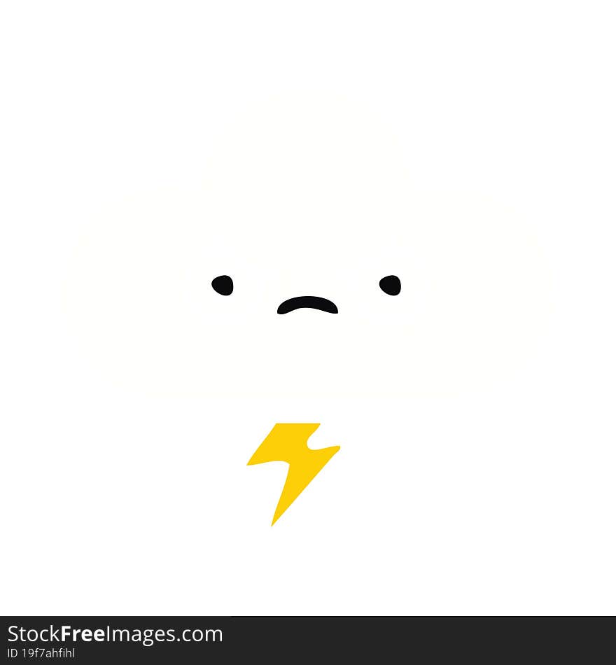 flat color retro cartoon thunder cloud