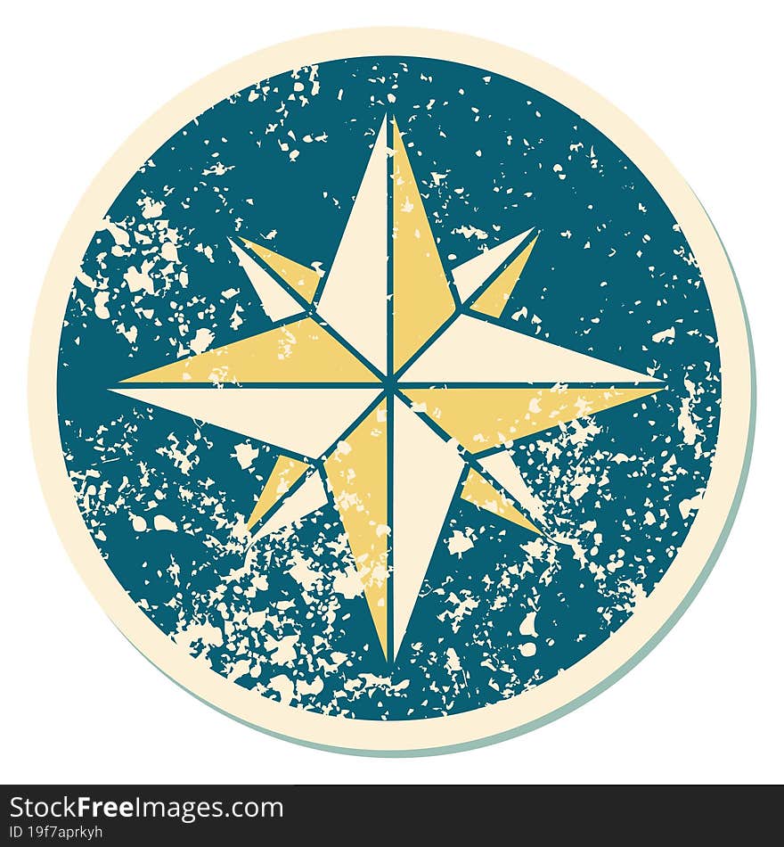 distressed sticker tattoo style icon of a star