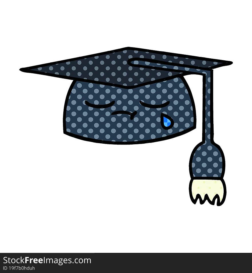 comic book style cartoon graduation hat