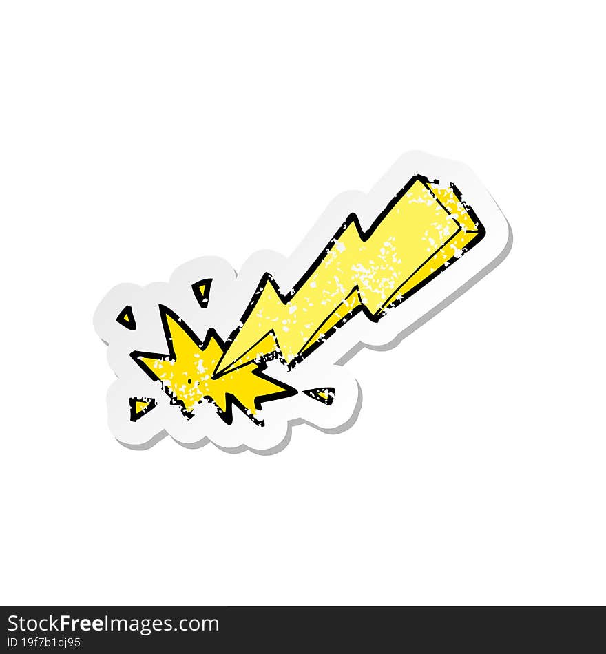 Retro Distressed Sticker Of A Cartoon Thunderbolt