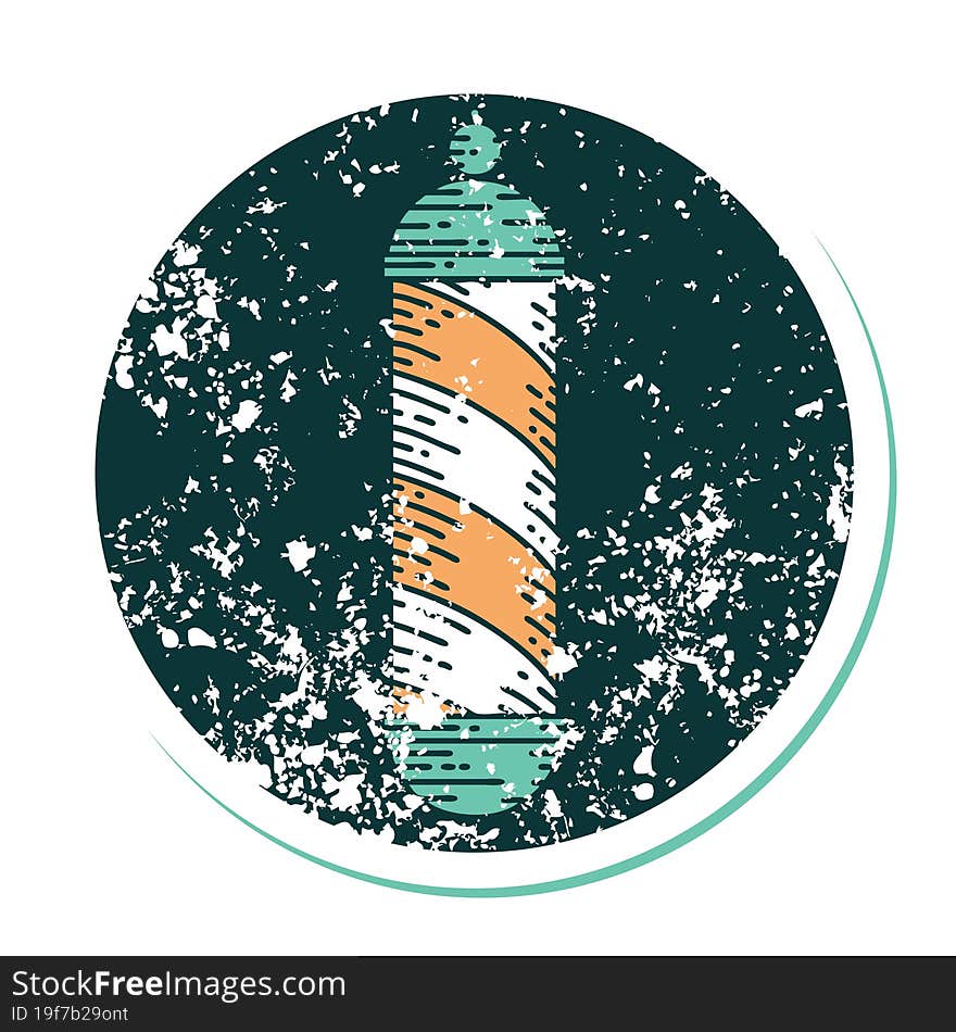 iconic distressed sticker tattoo style image of a barbers pole. iconic distressed sticker tattoo style image of a barbers pole