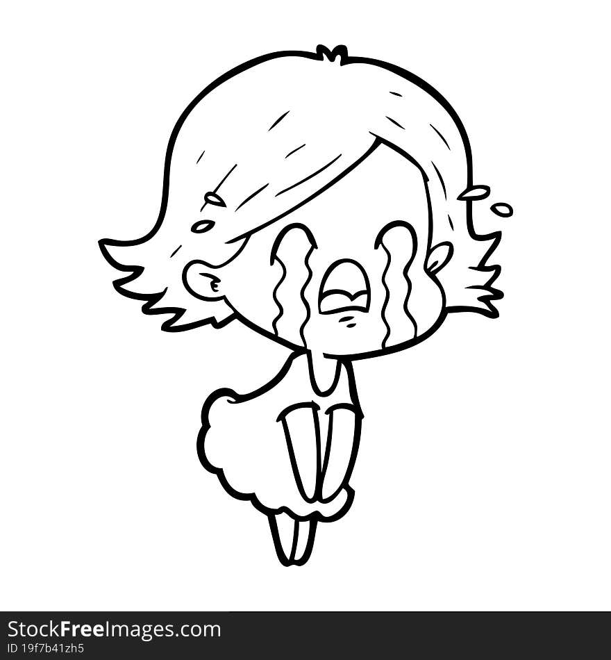 cartoon woman crying. cartoon woman crying