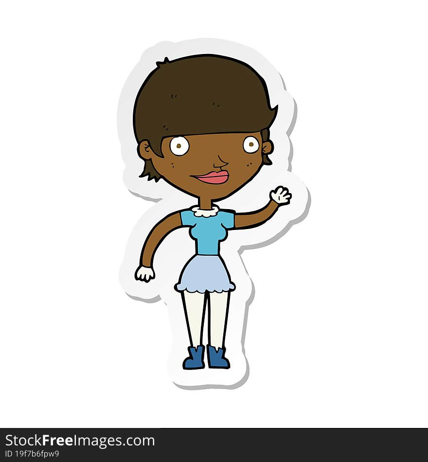 sticker of a cartoon woman with idea