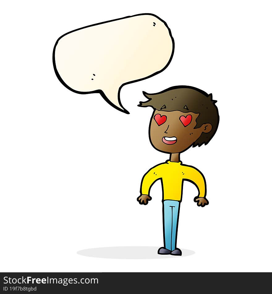 Cartoon Man In Love With Speech Bubble