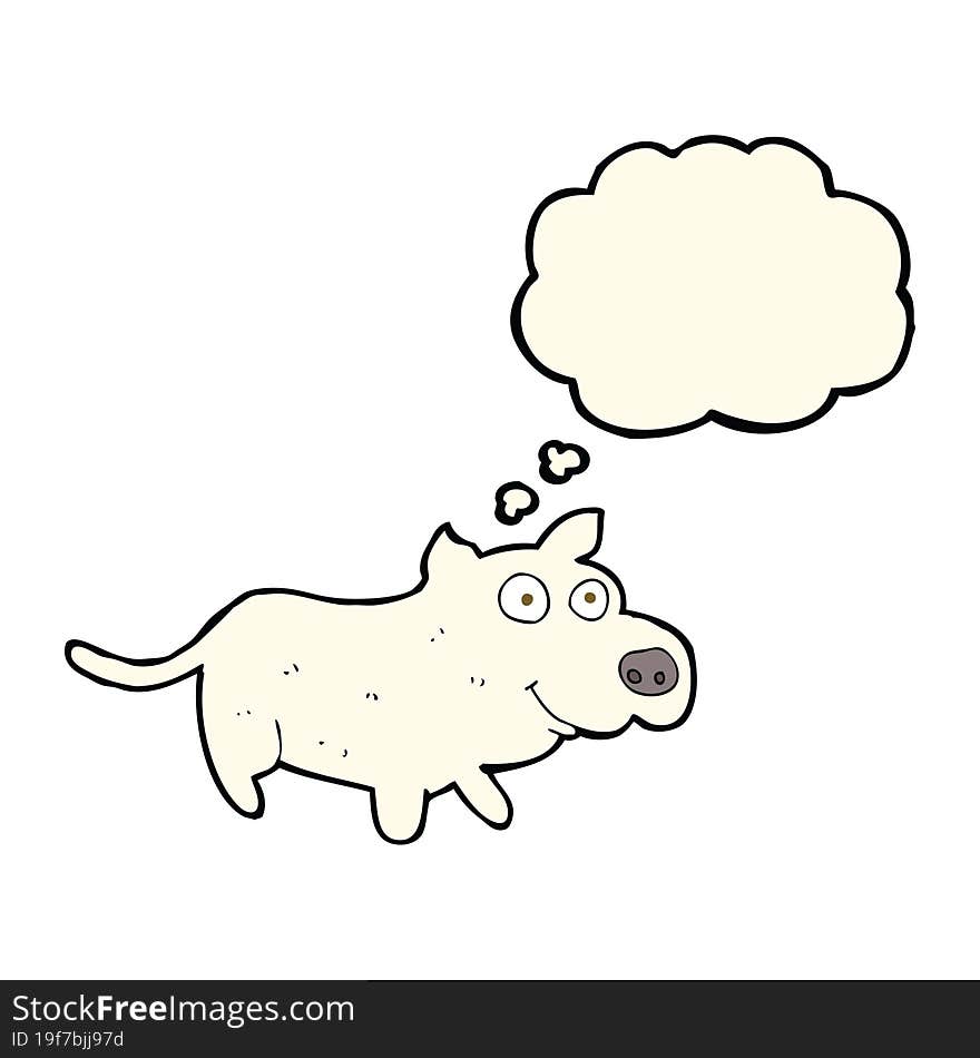 Cartoon Happy Little Dog With Thought Bubble