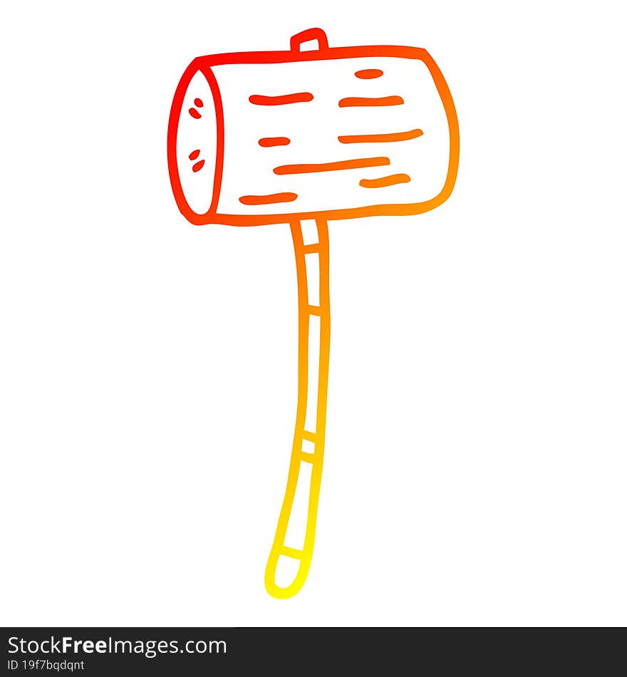 warm gradient line drawing cartoon wood mallet