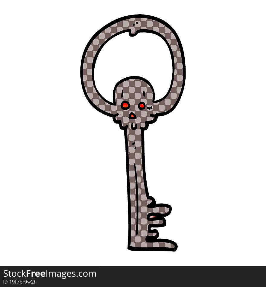 Cartoon Doodle Spooky Skull Key