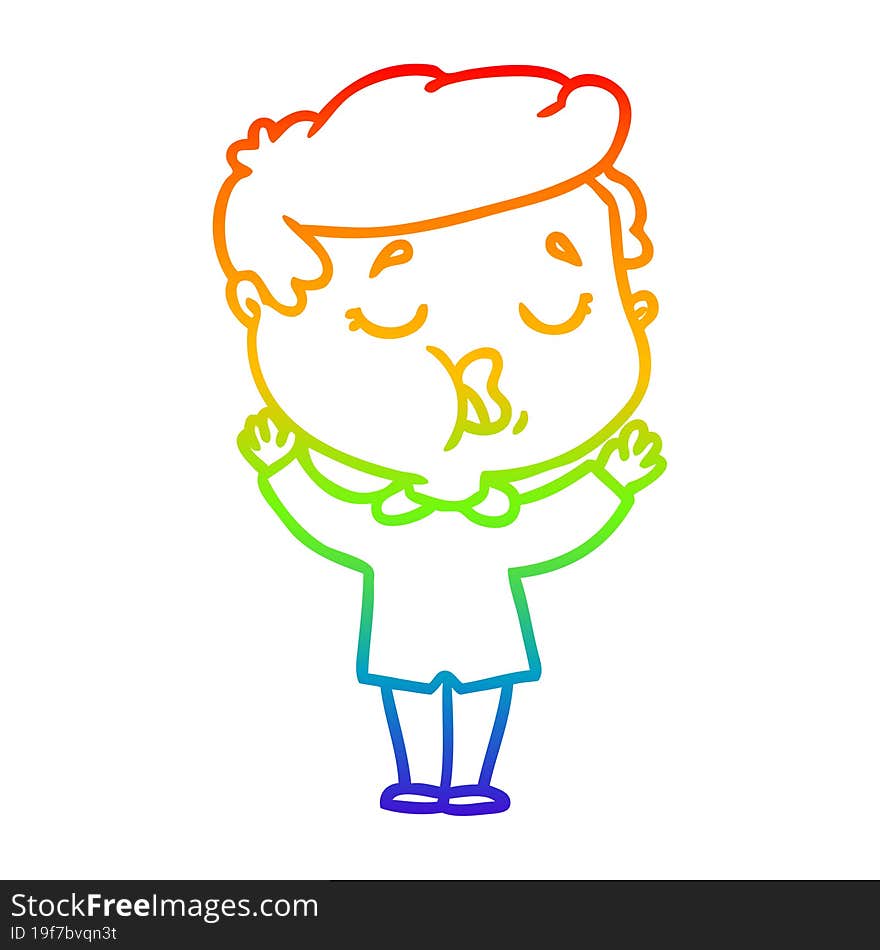 rainbow gradient line drawing of a cartoon man talking