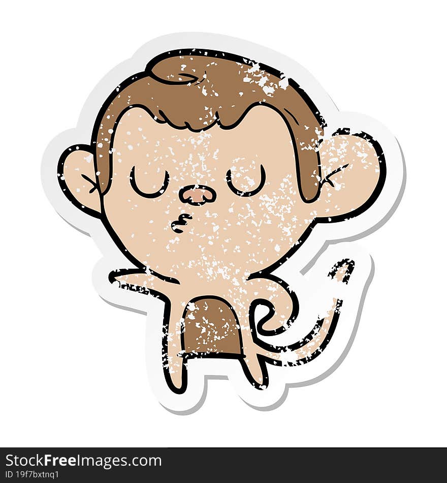 distressed sticker of a cartoon monkey