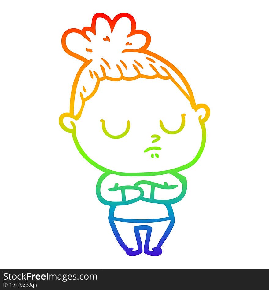 rainbow gradient line drawing cartoon calm woman