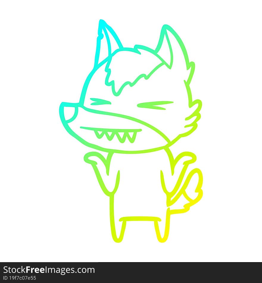 cold gradient line drawing angry wolf cartoon