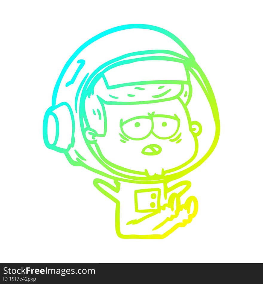 cold gradient line drawing cartoon tired astronaut