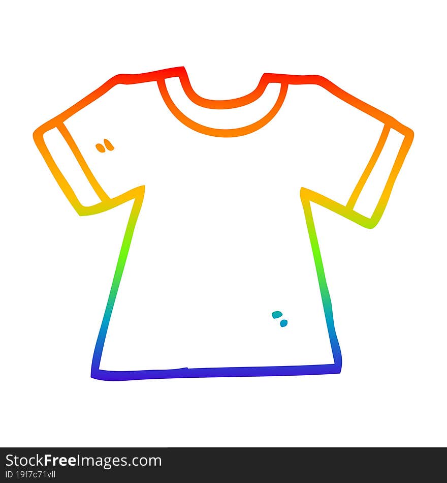 rainbow gradient line drawing cartoon tee shirt