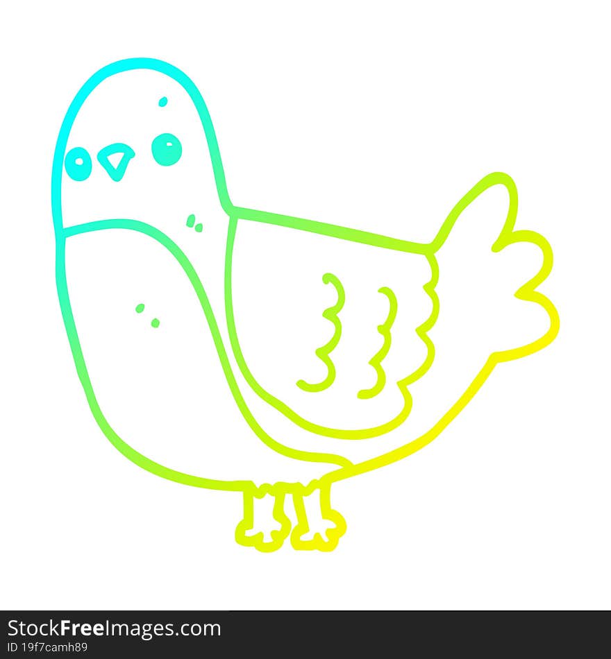 Cold Gradient Line Drawing Cartoon Bird