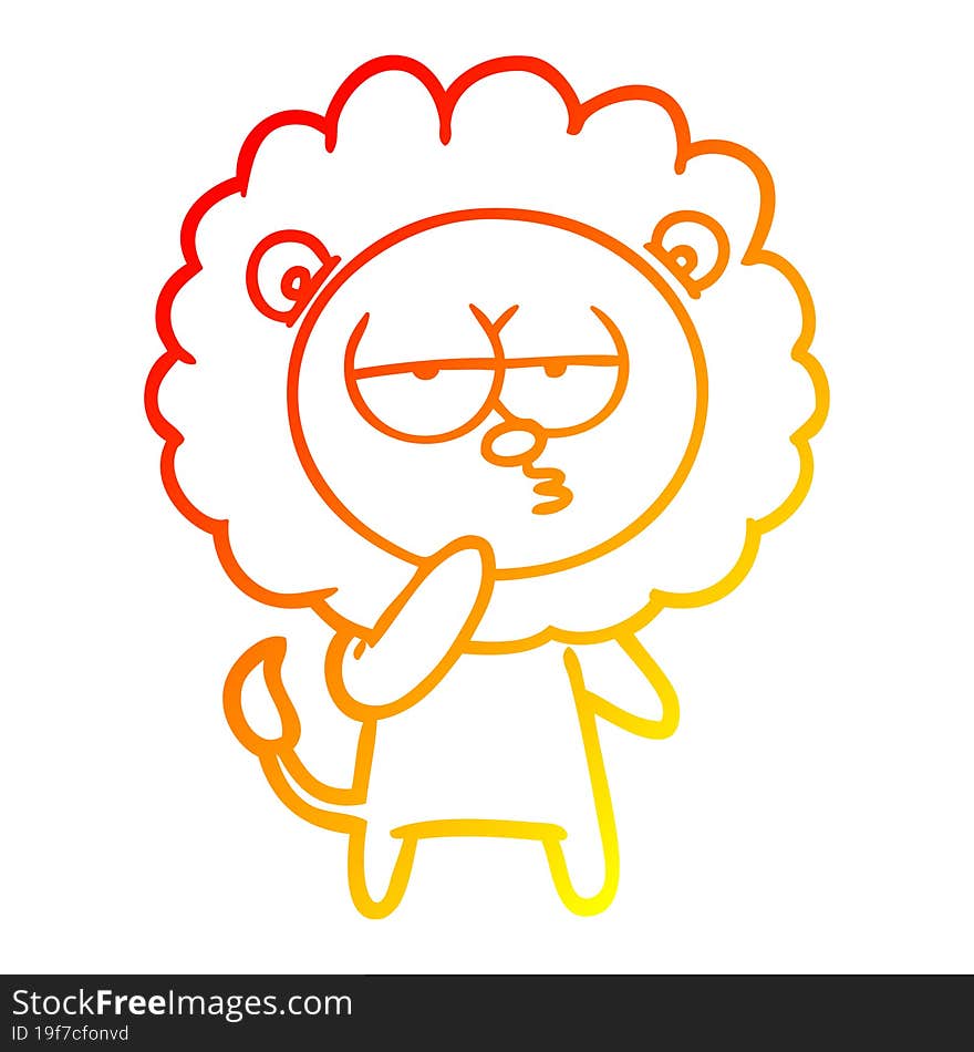 warm gradient line drawing cartoon tired lion