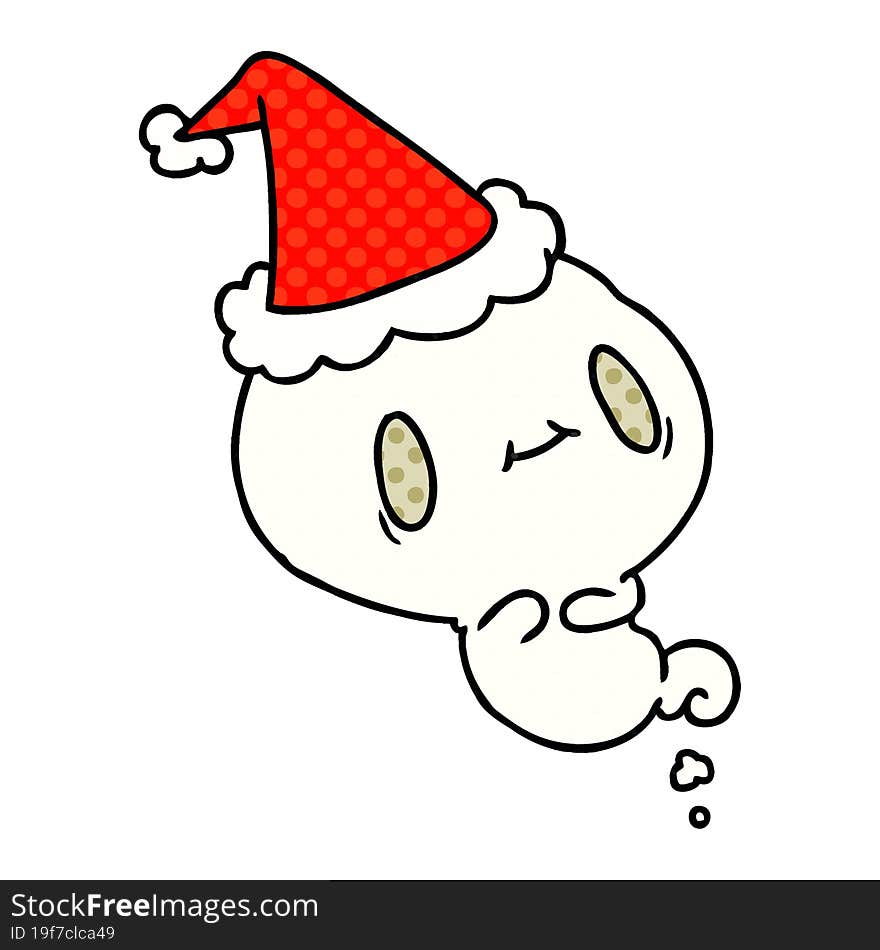 hand drawn christmas cartoon of kawaii ghost