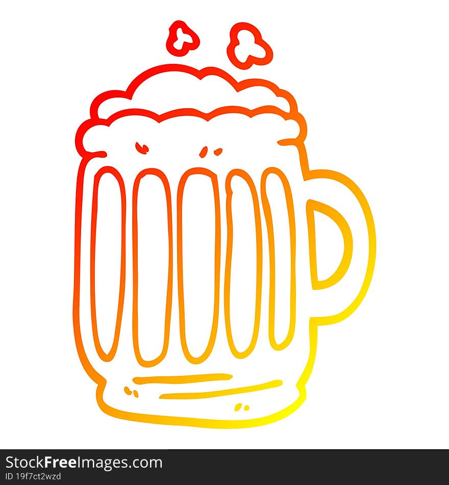 Warm Gradient Line Drawing Cartoon Tankard Of Beer