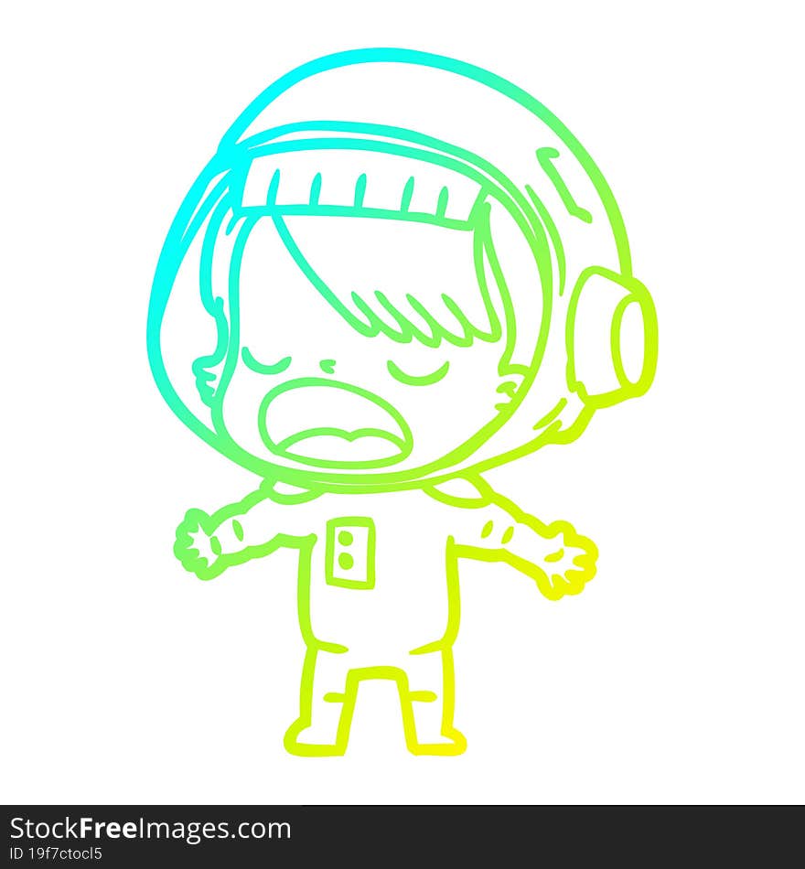 cold gradient line drawing cartoon talking astronaut