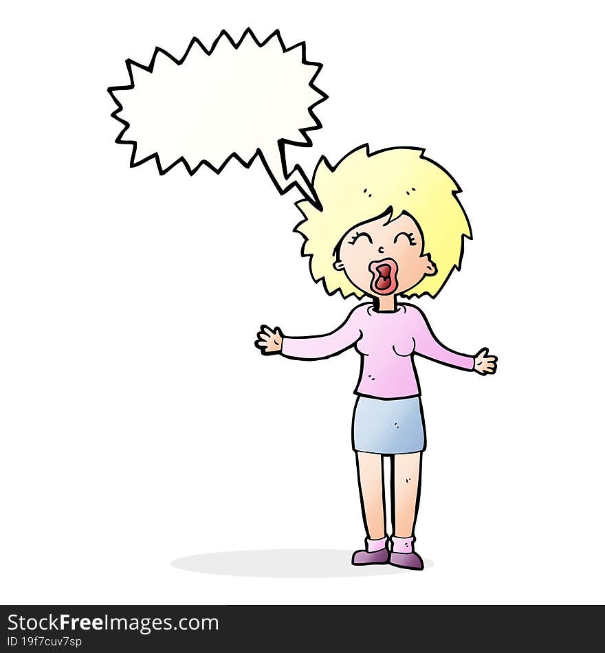 Cartoon Loud Woman With Speech Bubble