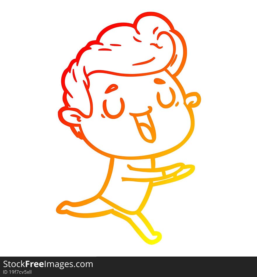 warm gradient line drawing happy cartoon man