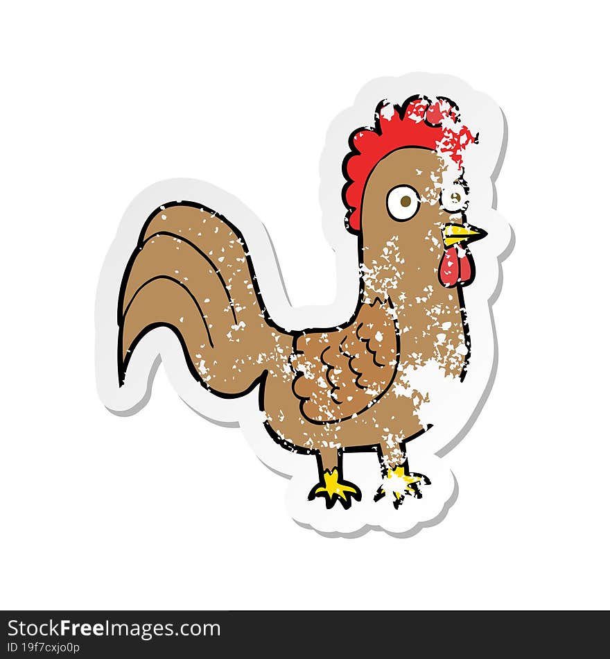 retro distressed sticker of a cartoon rooster